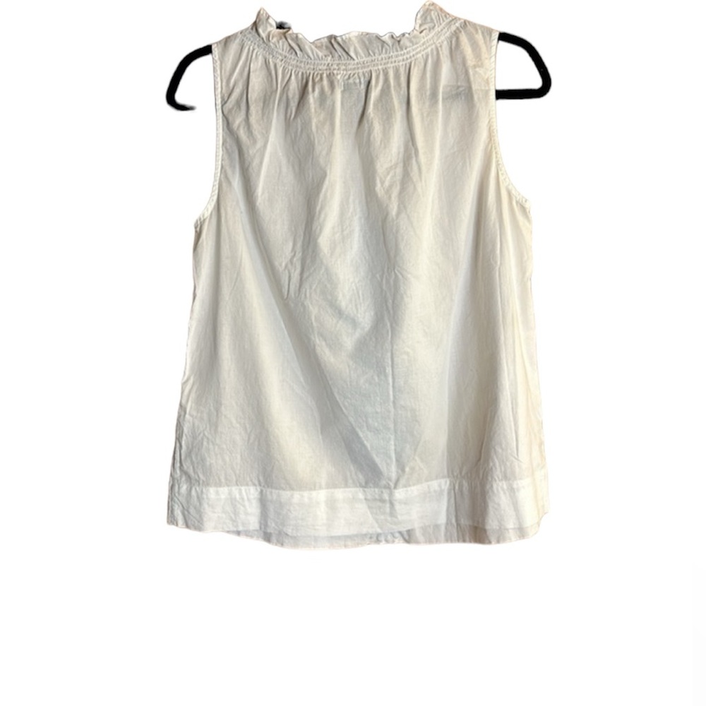 Tommy Hilfiger White Cotton Sleeveless Blouse with Blue Embroidered design - Picture 3 of 9